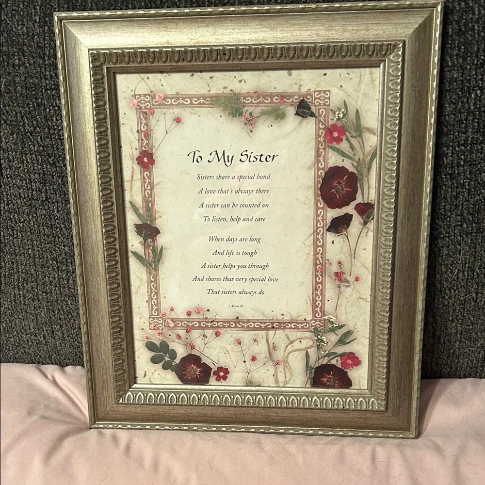 To My Sister Floral Print Picture Frame - Gold